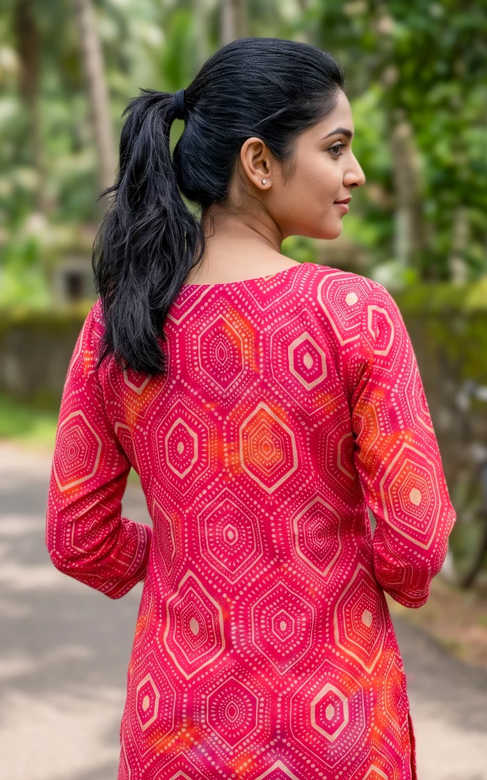 Pink Geometric Bandhani Print Salwar set